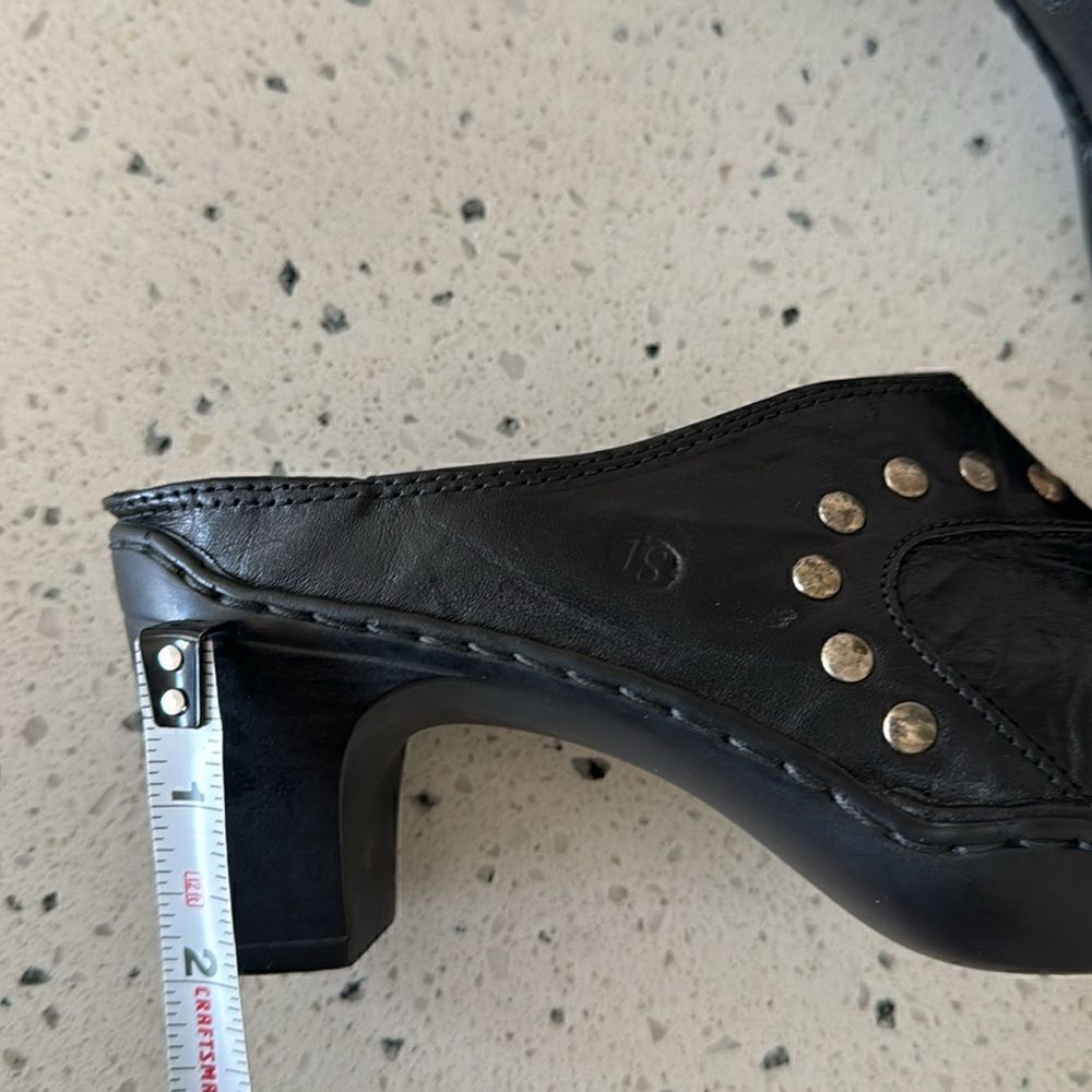 Josef Seibel Women’s Black Leather Western Studs Heels Slip On Mule Clog Size 36 - Picture 7 of 13
